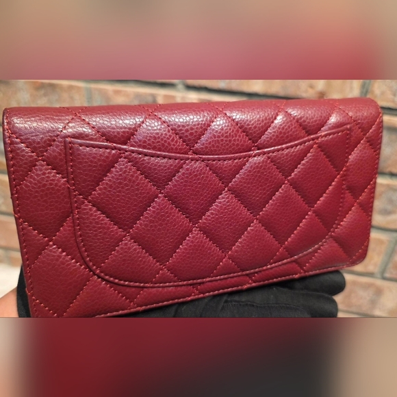 Authentic Chanel Quilted Caviar Long Flap Wallet - Silver Hardware - Picture 7 of 16